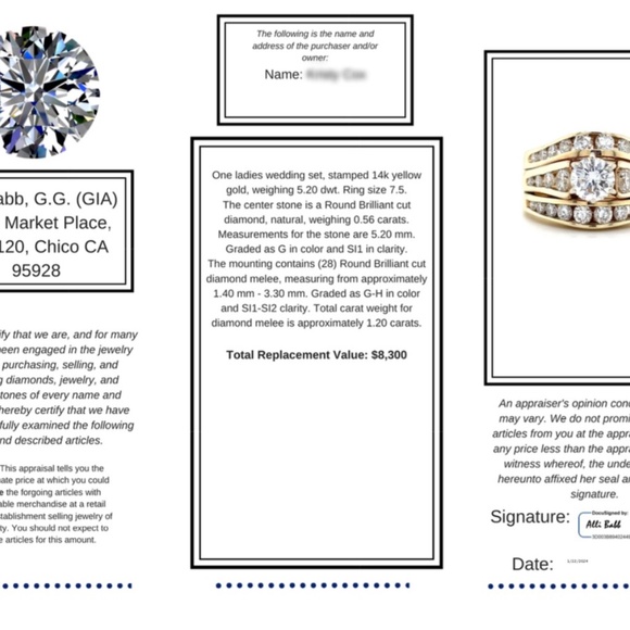 Vintage ladies wedding set, stamped 14k yellow gold, 1.20 carats. - Picture 9 of 9